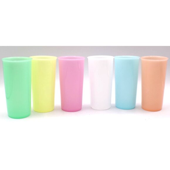 Set 6 Vtg Tupperware Pastel Tumblers Retro Kitchen Kids Rainbow Cups Stacking - Picture 1 of 7